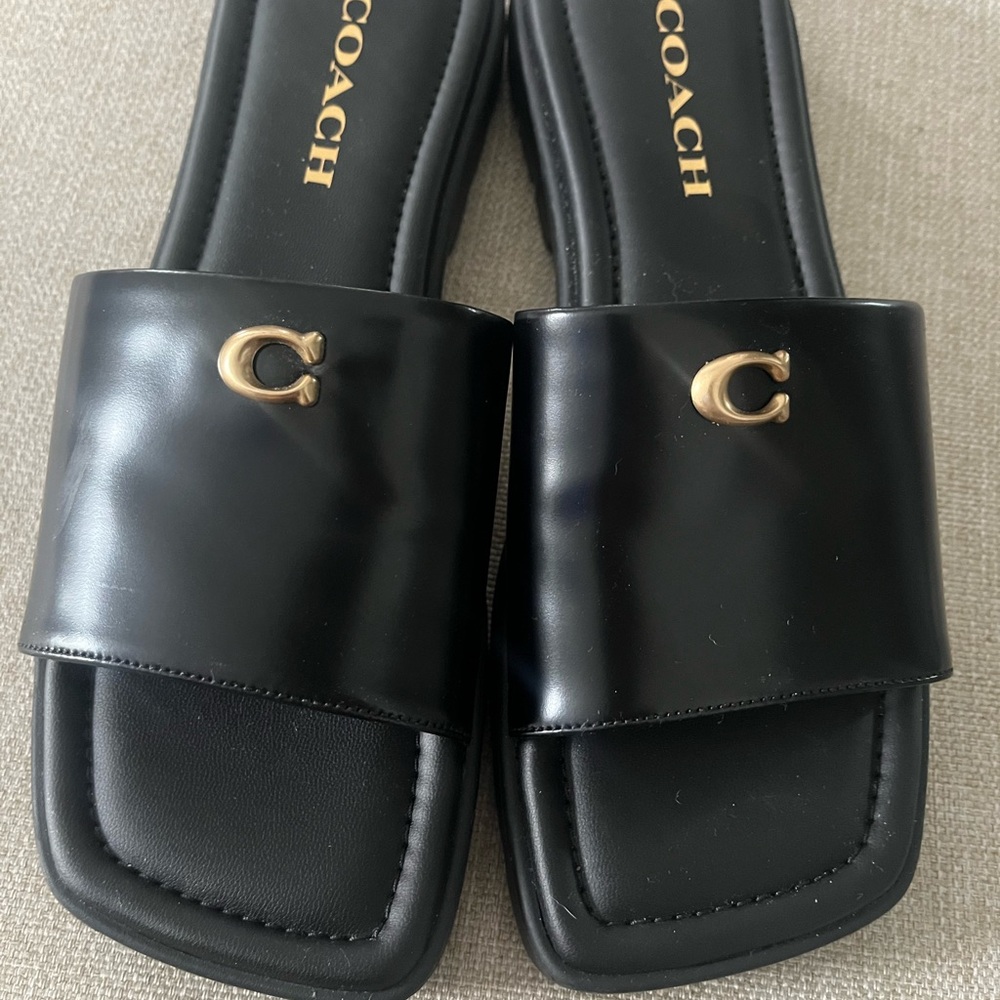Coach Black Slide Sandals * Brand New